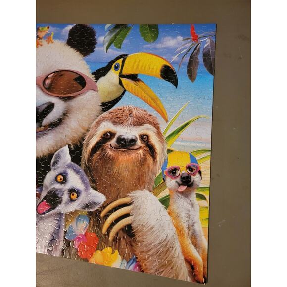 Ceaco Selfies Beach Party Panda Sloth Monkey 550 Piece Jigsaw Puzzle Complete - Picture 6 of 8